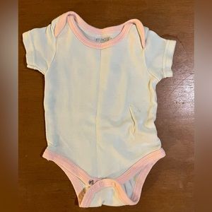 Infant Girls Onesie Light Blue/Pink Trim
